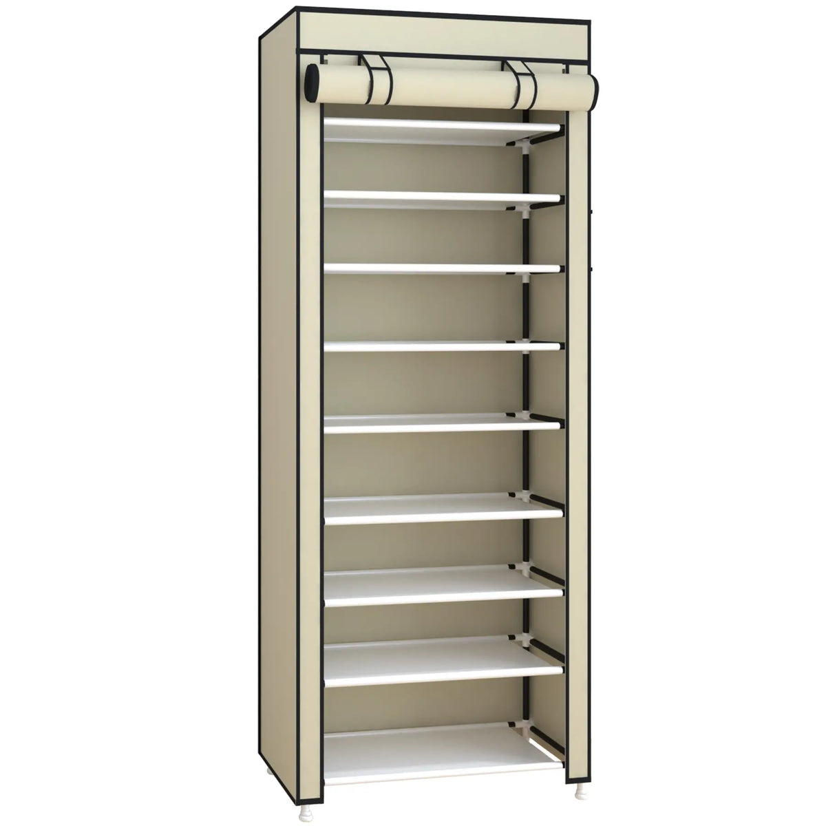 10 Tier Shoe Rack 9 Grids withDustproof Cover, Adjustable Standing Shelf,High Storage Rack