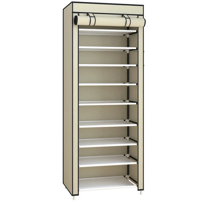 10 Tier Shoe Rack 9 Grids withDustproof Cover, Adjustable Standing Shelf,High Storage Rack
