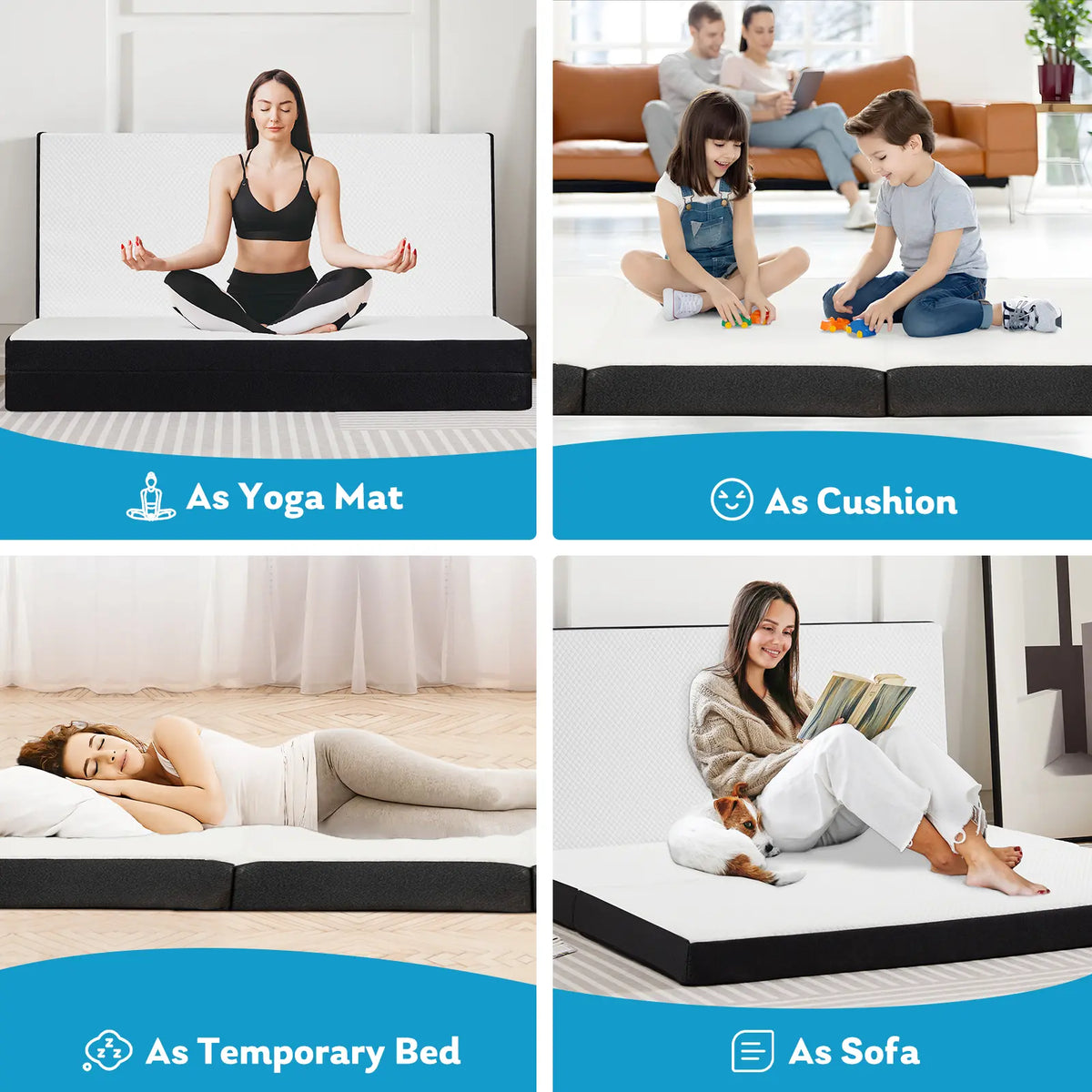 Triple-fold memory foam mattress