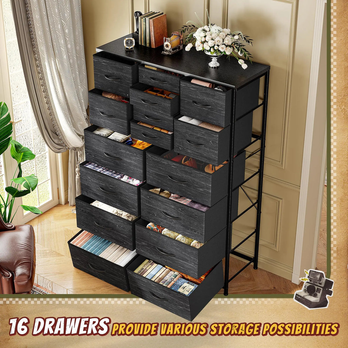 16Deep Drawers Tall Dresser SpaceSaving Vertical Furniture