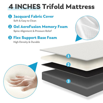 Triple-fold memory foam mattress