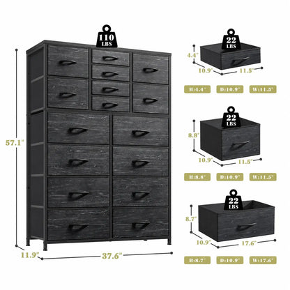 16Deep Drawers Tall Dresser SpaceSaving Vertical Furniture
