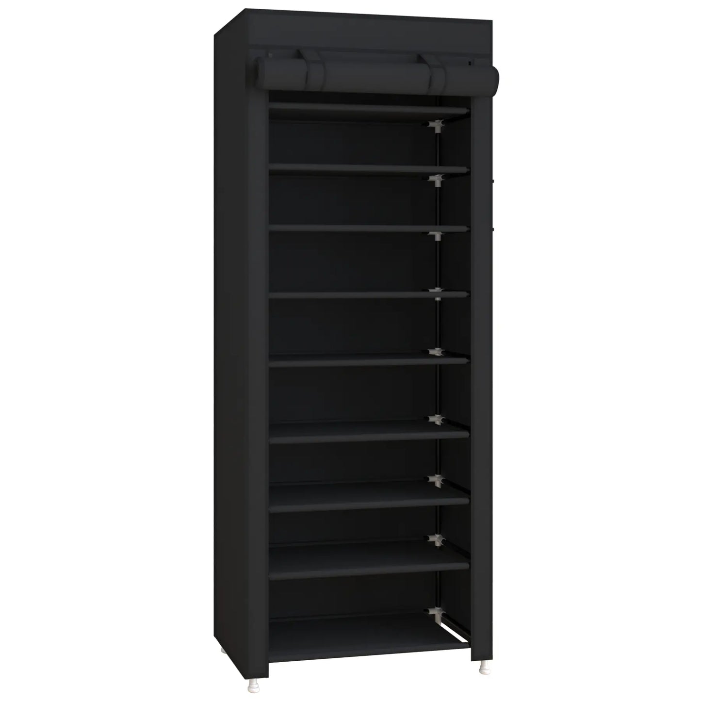 10 Tier Shoe Rack 9 Grids withDustproof Cover, Adjustable Standing Shelf,High Storage Rack