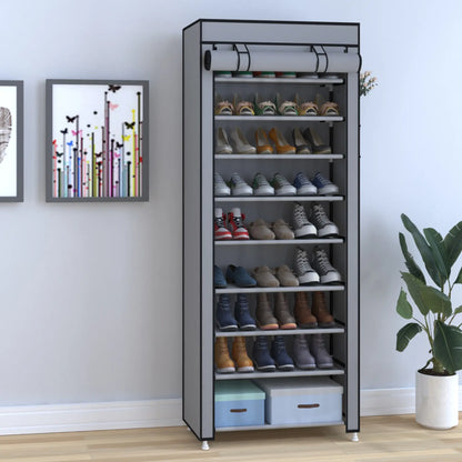 10 Tier Shoe Rack 9 Grids withDustproof Cover, Adjustable Standing Shelf,High Storage Rack